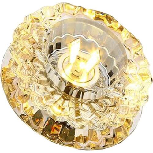 1 Set LED Ceiling Light Flush Mount Small Front Balcony Porch Crystal Light Corridors Light Fixture for Living Room Decoration