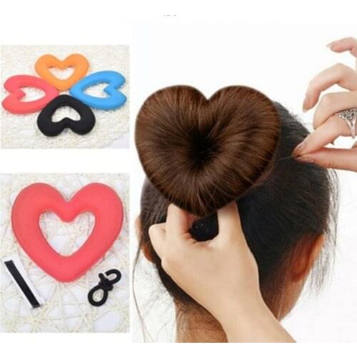 1PC Hair Donut Bun Heart Maker hot Magic Foam Sponge Headwear disk Hair Device Bun Up do Headbands Acces Hair Tool