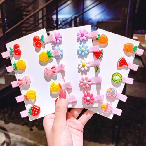 10PCS/Set Sweet Fruit Hairpins Cute Flowers Hair Clips Girl Colorful Barrettes Cartoon Plastic Headband Fashion Hair Accessories
