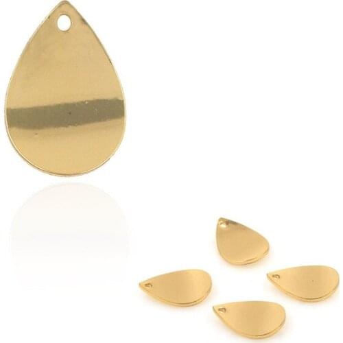 10PCS Gold Drop Shape Pendant Golden Teardrop Shape Necklace Shiny Gold Pendant DIY Jewelry Making Accessories 15x10.3x2.3mm