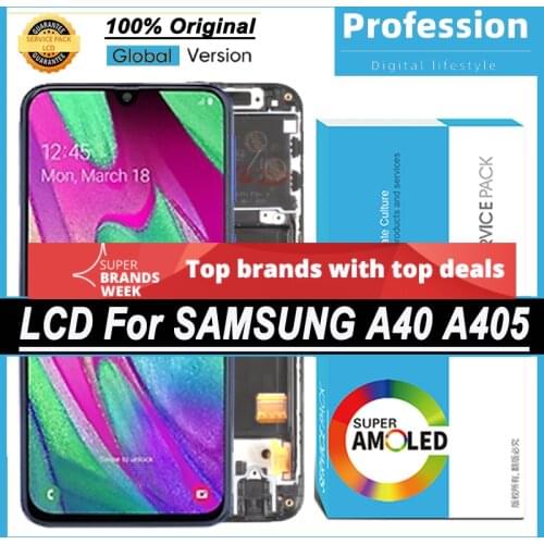 100% Original 5.9'' AMOLED Display for Samsung Galaxy A40 2019 A405 Full LCD Touch Screen Repair Parts + Service Pack