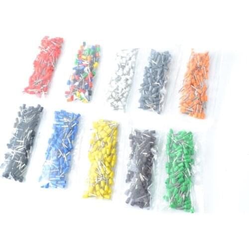 100pcs a bag AWG22-10 0.5-6mm2 Tube Terminal Kit Set Insulated Tubular Wire Crimp Connector E1510 E7508 E4009