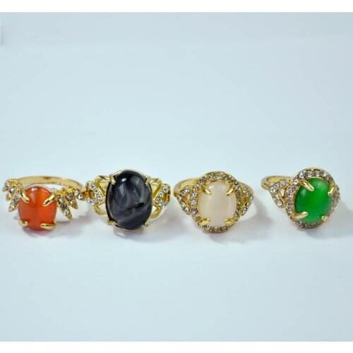 150Pcs Mixed Color Vintage Cats Eye Stone Opal Women Rings Lots Feminine Jewelry Bulks LR4059