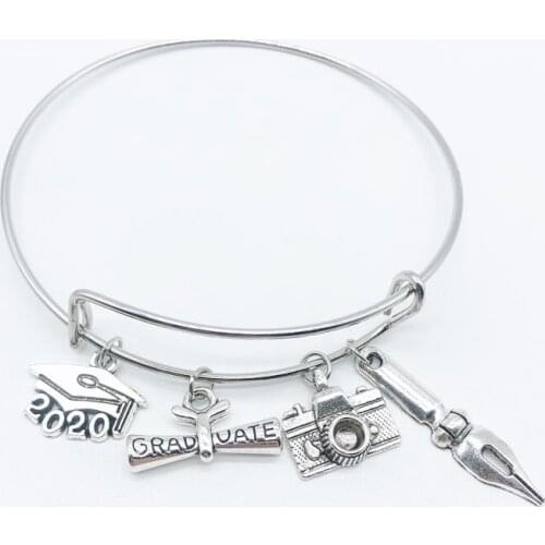 2020 Graduation Season PhD Doctorate Certificate Pen Camera Bracelet, Graduation Memorial Bracelet, Classmate Gift