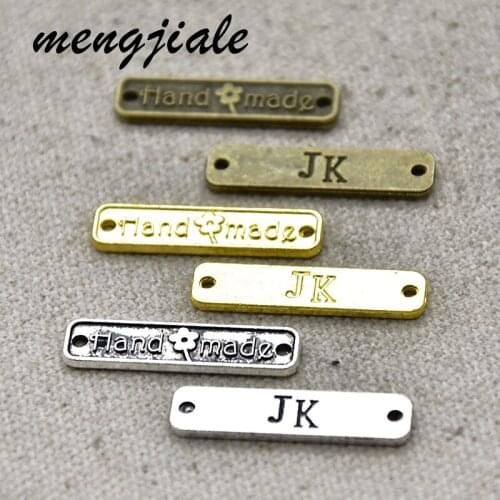 40pcs Hot Sell Wholesale Zinc Alloy Metal Double Side Handmade Plate Charms For Jewelry Accessories Making 25*6mm