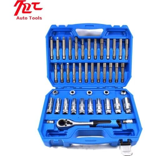 MR CARTOOL 43pcs Steering Hub Suspension Shock Absorber Strut Nut Removal Tool Go-thru Socket Kit Ratchet Sockets Set Car Repair