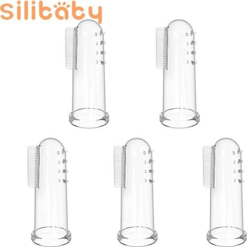 Silibaby 5PCS Silicone Baby Toothbrush Deciduous Teeth Tongue Cleaning Brush Dog Pet Thumb Toothbrush Baby Tooth Nursing Tools