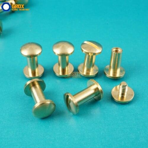 50 Set 8*9mm Solid Brass Rivet Chicago Screw for Leather Craft Belt Wallet / Cambered