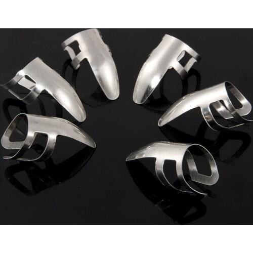 6Pc Stainless Steel Finger Protective Finger Picks Protection Finger For Guitar Banjo Ukulele Silver