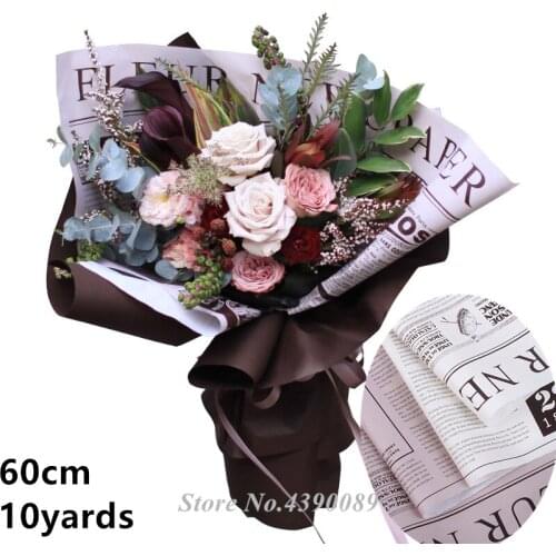 60cm 10yards Flower Wrapping Paper roll English Newspapers Print Papers New Year Christmas Gift Flower wrapping Craft Papers
