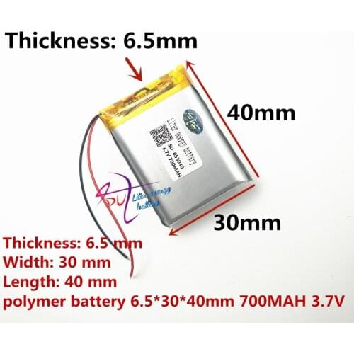 653040 3.7V 700MAH electric tool GPS positioning instrument medical equipment Bluetooth lithium battery factory direct sales