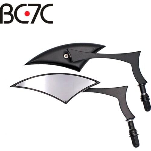 BC7C Motorcycle Rear View Mirrors Blade Knife shaped Black Metal Side Mirror For Harley 883