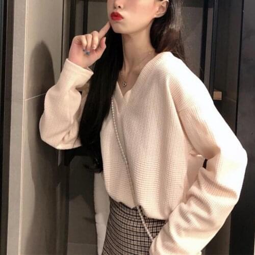 Womens Spring Summer Style Blouses Shirt Womens Elegant Long Sleeve Solid Color Button Korean Loose Tops DD8584