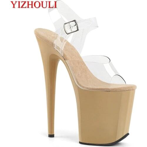 Fashion and sexy 20cm high heels, khaki waterproof platform, party and banquet show sandals