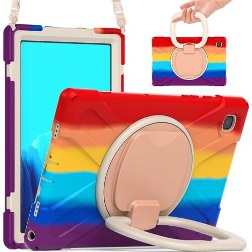 Case For Samsung Galaxy Tab A7 10.4 T500 T505/507 360 Rotaion Hand strap Kickstand Silicone Tablet Cover&Shoulder Strap+Film+Pen