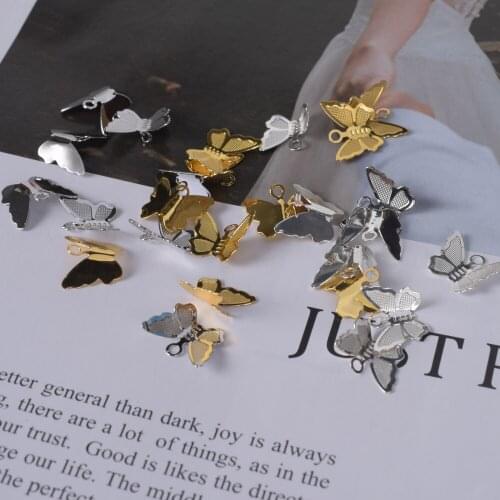 30Pcs Gold Silver Butterfly Filigree Wraps Pendant For Necklace Earring Connecter Diy Jewelry Making Supplies Accessories