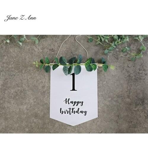 Jane Z Ann Forest style birthday flag cloth letter 100 days 1- 2-3 year green leaf party studio shooting photography scene props