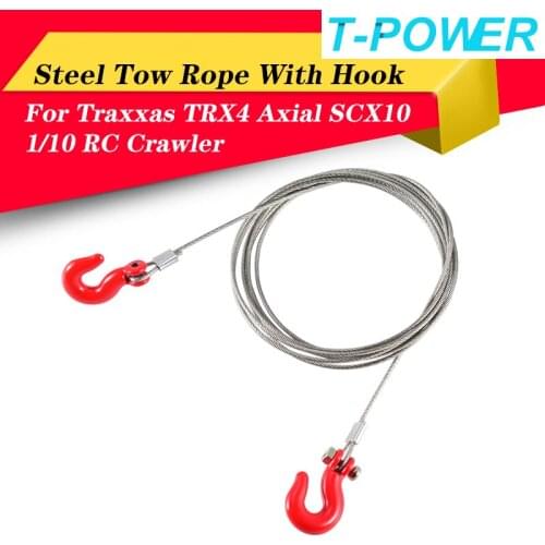 Hot T-power Steel Tow Rope With Hook Trailer Chain For 1/10 RC Rock Crawler Traxxas TRX4 Axial SCX10 90046 RC4WD D90 Tamiya CC01