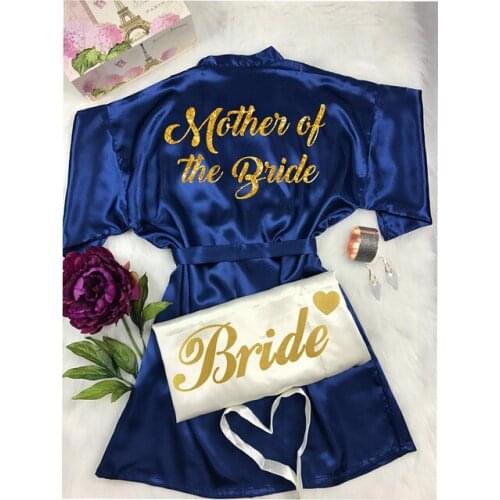 Customized Wedding glitter bride Bridesmaid Bachelorette bridal shower Lingerie satin pajamas robes kimonos gowns party favors