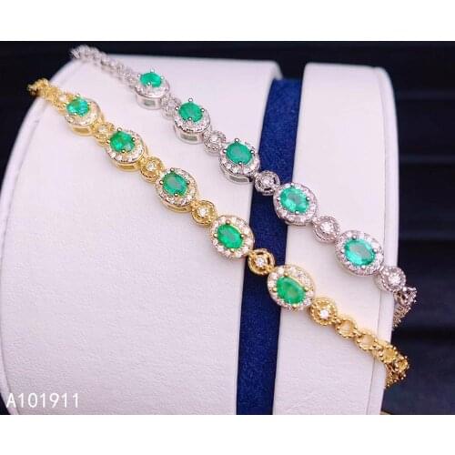 KJJEAXCMY fine jewelry natural Emerald 925 sterling silver new women hand bracelet support test popular