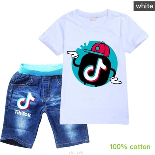Boys Clothes 2021 Summer Clothes T-Shirts +Denim Shorts 2pcs Outfit Children Clothing Suit For Boys Clothing Tik Tok Sets