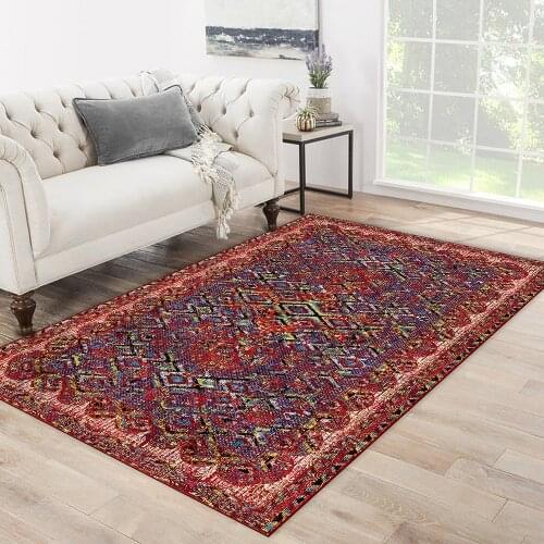 Red blue color ethnic round patterned carpet modern carpet living room carpet free shipping soft textured carpet