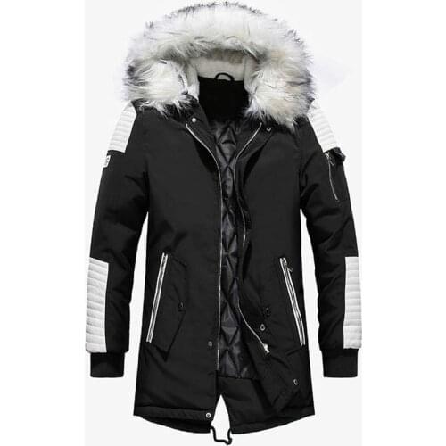Fashion Winter Parkas Men 2021 New Long Thicken Warm Coat Mens Casual Hooded White Fur Collar Jackets Coats Male Clothing