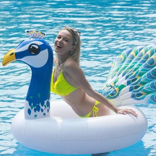 Inflatable Kid Women Swim Ring Lovely Pressure-proof PVC Inflated Peacock Swimming Ring for Summer Beach Party Pool Toys