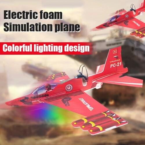 New Foam Hand-thrown Electric Airplane Toy Model 13 Inch Electric Lantern Outdoor Sports Children Gliding Airplane Toy Gift