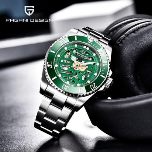 PAGANI DESIGN Mens Watches Skeleton Mechanical Watch For Men Automatic Watch Men Stainless Steel Wrist Watch Reloj Hombre 2020