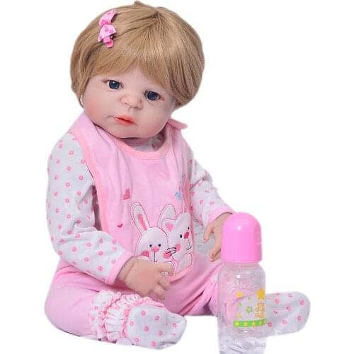 Wholesale Gold Hair Baby Toy Realistic 23 Inch Newborn Doll 57 cm Truly Princess Reborn Baby Dolls Full Body Silicone Can Bathe