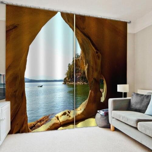 Luxury Blackout 3D Window Curtains For Living Room Bedroom windproof thickening blackout landscape holes curtains