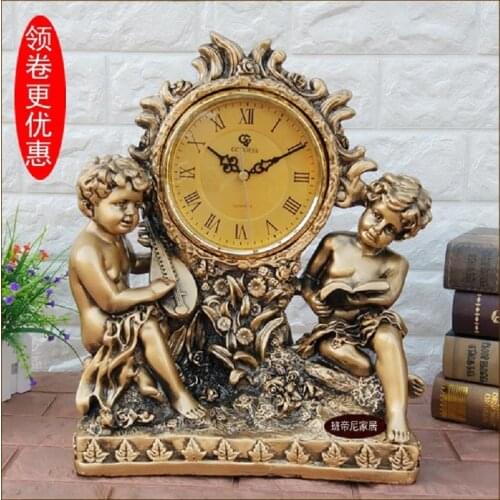 Christmas decorations for home Pendulum desktop pendulum desk clock ornament European Retro Clock large silent creative clock
