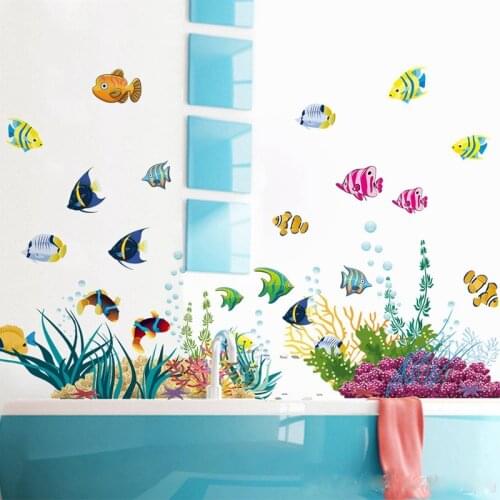 Sea World Stickers Removable Quote Wall Sticker Poster for Bedroom Bathroom Home Decoration Decals 70x50cm CP0610