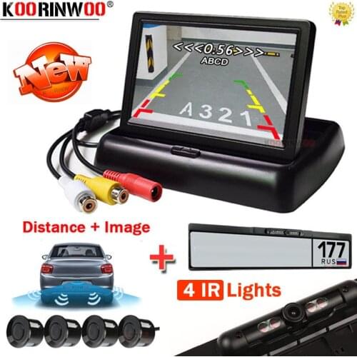 Koorinwoo European Car Wireless Parking Rearview Image System HD Car Monitor with Parking sensor With camera Assistance Full Kit