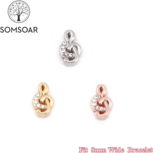 Somsoar Jewelry Happy notes Slide Charms fit 8mm Wide Leather Wrap Bracelet Mesh Bracelet fit Toddler/Women/man 10pcs/lot