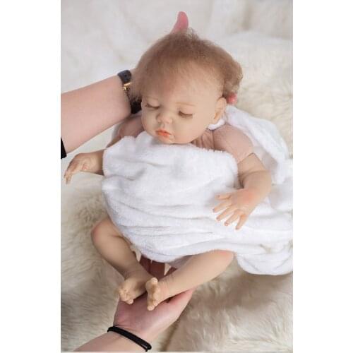 Sudoll About 18" Handmade Lifelike Newborn Baby Doll Reborn Soft Silicone Vinyl Close Eyes doll New Arrival