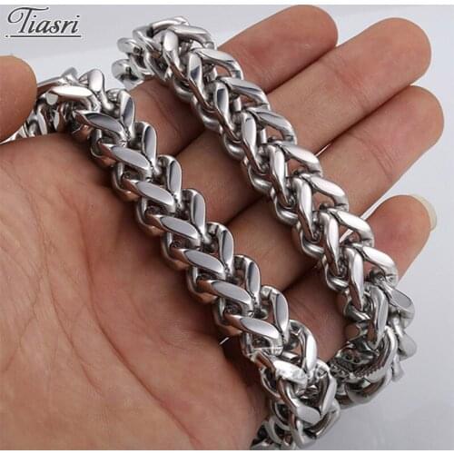 Tiasri 10mm Silver Color Man Necklace Gothic Jewelry Halloween Friends Gifts High Quality Stainless Steel Choker Punk Hip-Hop