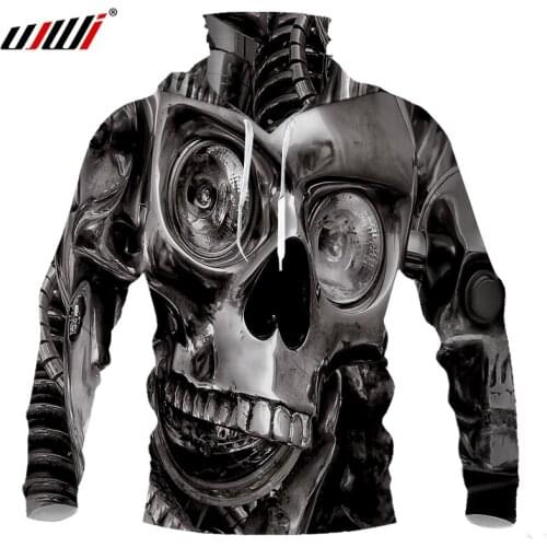 UJWI 3D Printed Metal Skull Hoodies Harajuku Fashion Sweatshirt Women Men Casual Pullover Hoodie Mask Drop Shipping 5XL