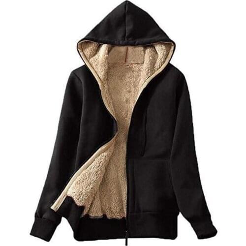 Thick Sweatshirt Oversized Plain Plus Size 5xl Women Zip Up Hoodie Solid Poleron Mujer Kangaroo Pocket Basic Hoodie Plush Inside