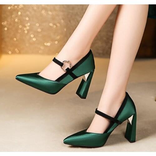 YMECHIC Fashion New Summer 2019 Ladies Shoes with Heels Yellow Red Green Black Party Club Date Office Women Pumps Large Sizes