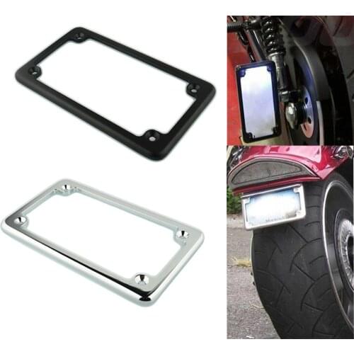 Deluxe Metal 4"x7" Motorcycle Rear License Tag Plate Frame - Custom Lic Fastener For Harley Davidson Honda Yamaha Kawasaki Suzuk