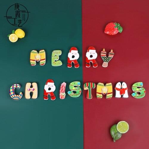 Merry Christmas and Happy New Year letters fridge stickers home decorations English alphabet magnetic stickers festive gifts