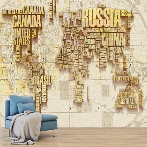 Dropship Colomac Waterproof Wallpaper Nordic Chinese English Mixed World Map Paper Wall 3d Mural Wallpaper Murales Para Pared