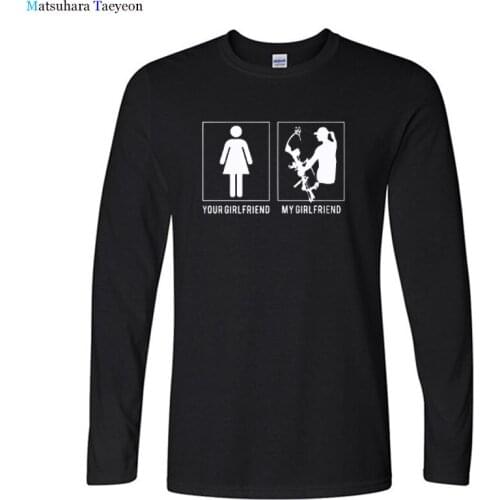 Funny Brand Your Girlfriend My Girlfriend T Shirt for Men Autumn Long Sleeve T Shirt Men Casual Cotton O-Neck Tee Shirt
