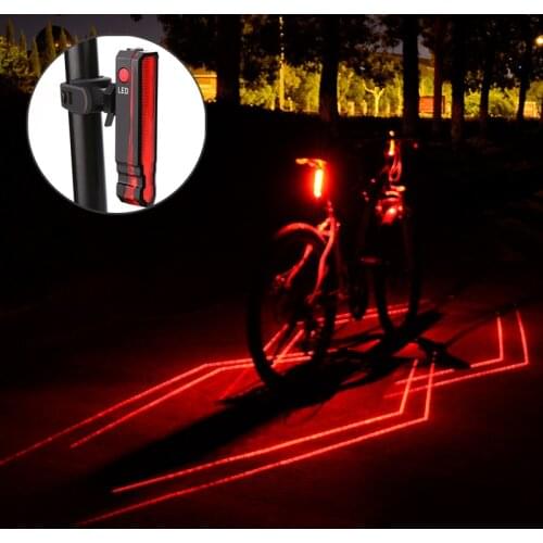 USB Rechargeable Rear Light Bicycle Laser Line Safety Warning Taillight MTB Road Built-in Battery Bike Back Lamp for Cycling