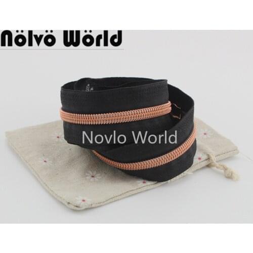 10yards Black tape rose gold 5# nylon teeth Zipper plastic coil zipper for sewing crafts