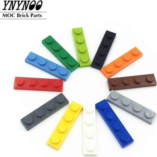 155Pcs DIY Building Blocks Thin Figures Bricks Plate 1x4 Dots Educational Creative Size Compatible 3710 Plastic Toys for Kids