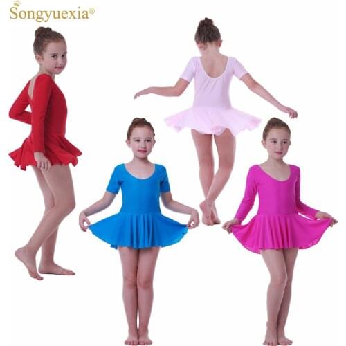 2021 Girls' Ballet Dance Dress Childrens Gymnastics Leotard Skirt Kids' Stage Dance Wear 2-10 Years 4colors
