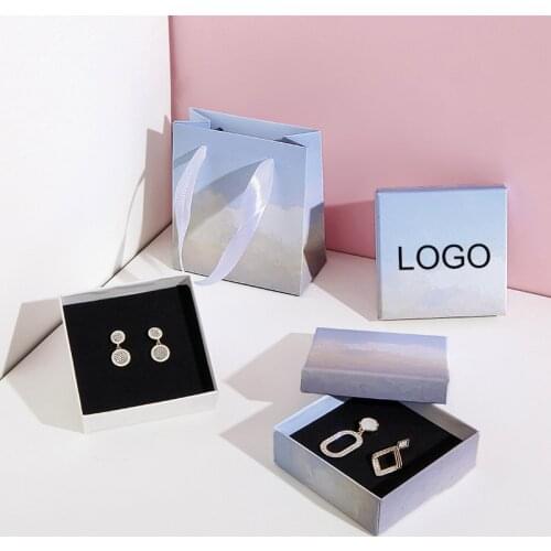 10Pcs/lot Custom Logo Pink Paper Jewelry Boxes Printed Logo Jewelry Gift Boxes Earring Necklace Bracelet Ring Boxes